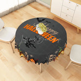 Lofaris Grey Halloween Round Tablecloth with Mummy Bats and Jack-o’-Lanterns for Spooky Kids Party Decor